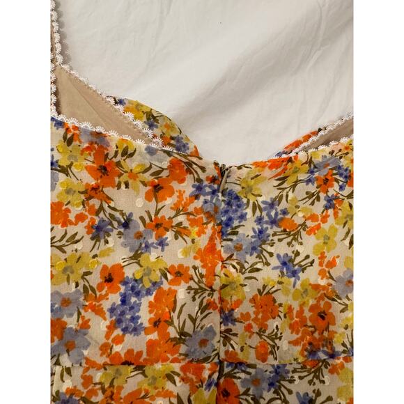 ASTR So Smitten Mini Dress Women's Large Orange Floral Revolve Cottagecore - Picture 10 of 16
